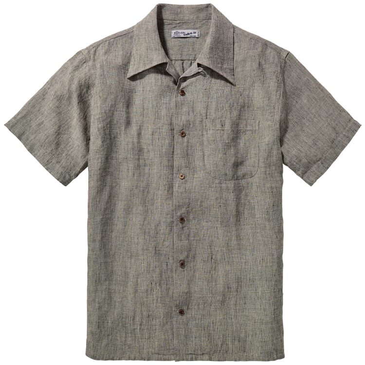 Camisa de lino de media manga para hombre 1947, Beige melange