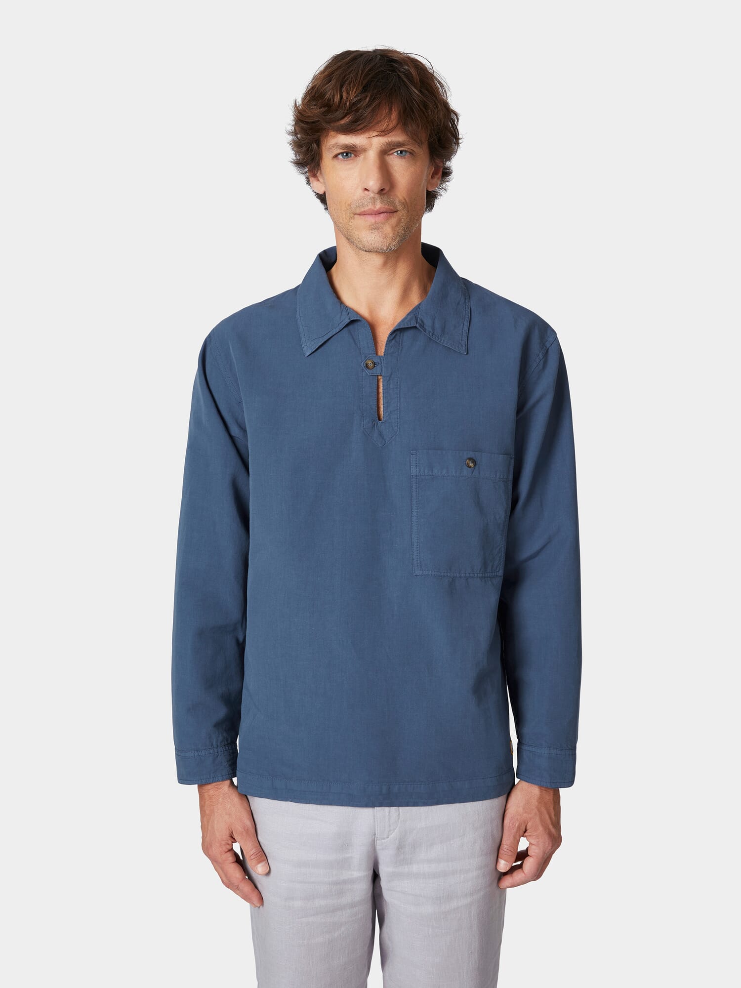RUMCHE Smocking Shirt スモッキング / sax blue Men's slip shirt, Medium blue | Manufactum