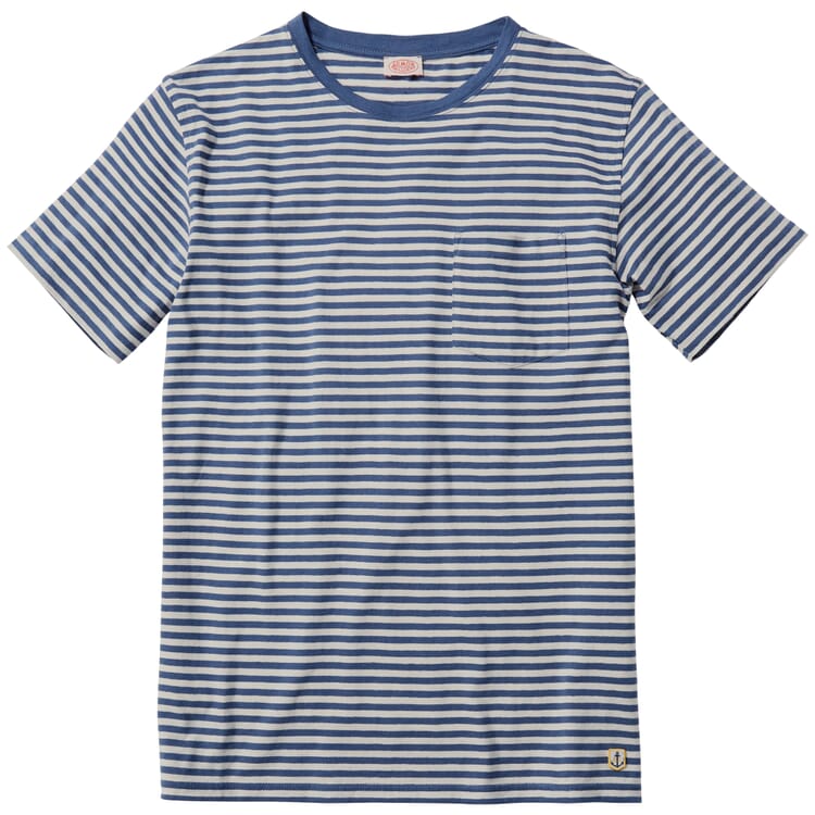 T-shirt Ringgel pour hommes, Bleu moyen-blanc