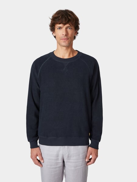 Herren-Sweatshirt Frottee Navy, Tragebild