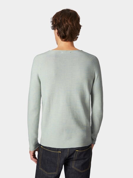 Mens Knit Sweater Bleumelange, presented on a model