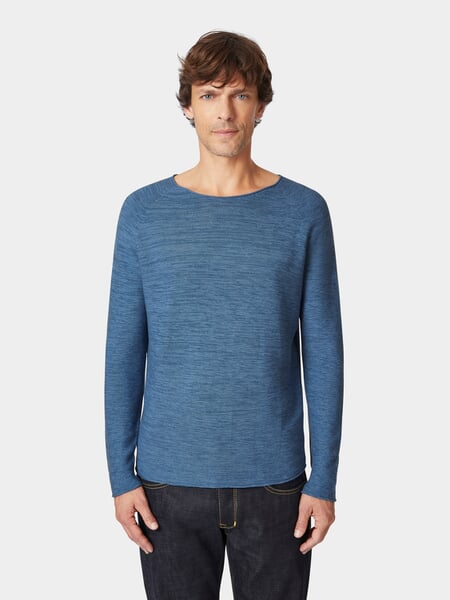 Herren-Strickpullover Blaumelange, Tragebild