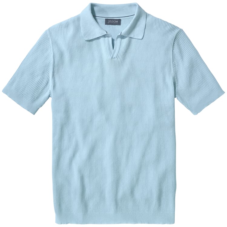 Gebreide polo voor heren, Lichtblauw