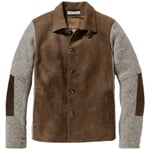 Veste pour homme en cuir de cerf et laine cardée Marron