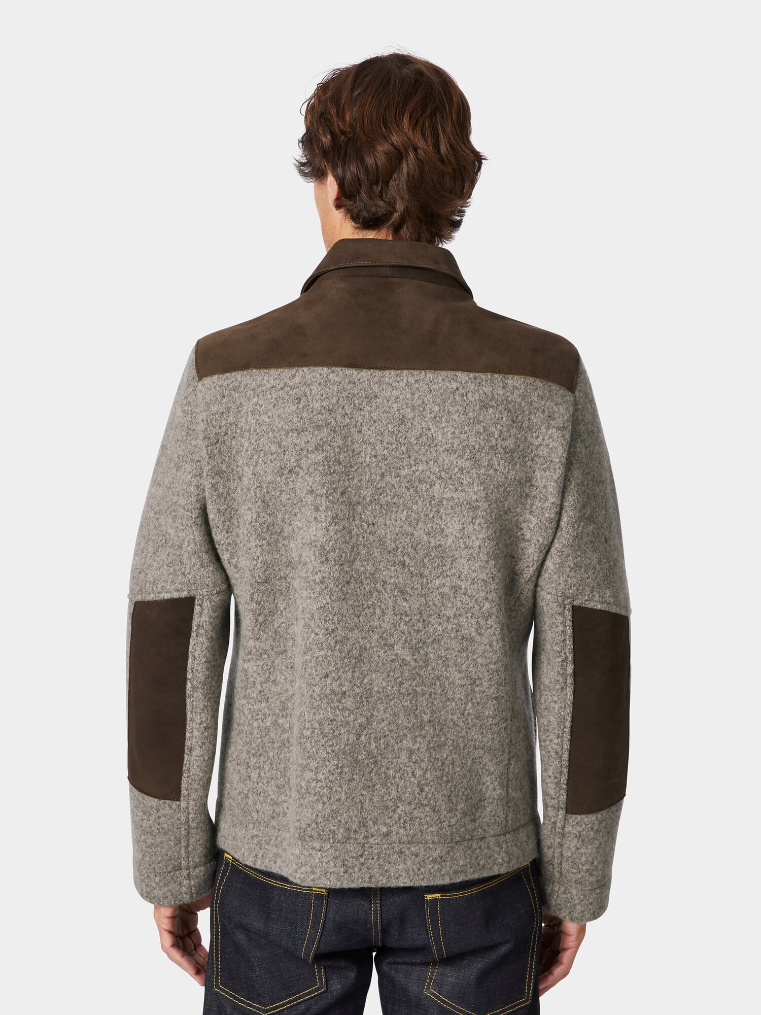 Men jacket deerskin and woolen whale, Brown | Manufactum