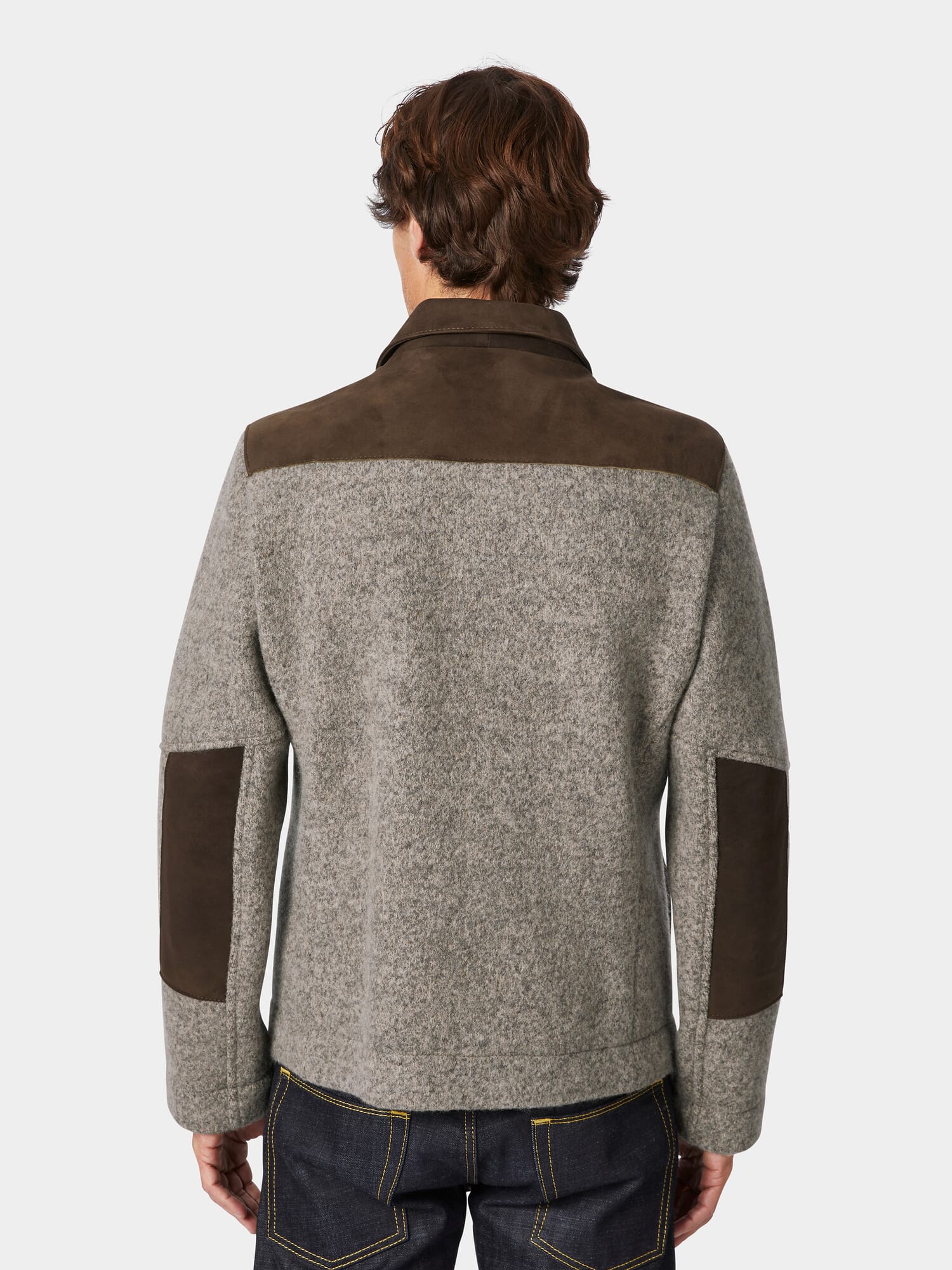 Men jacket deerskin and woolen whale, Brown | Manufactum