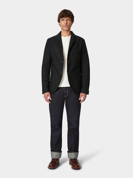 Veste homme double fil pilote Noir, présenté sur un modèle