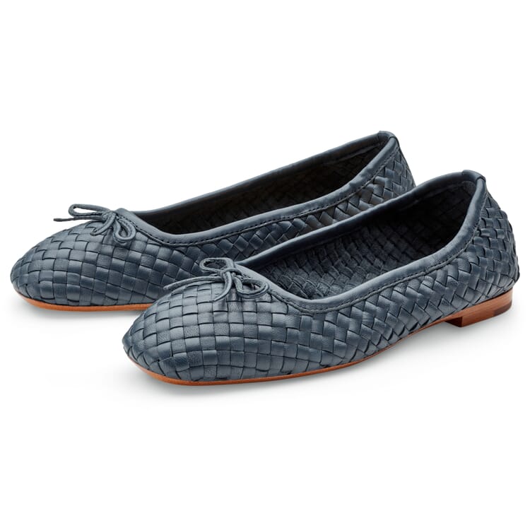 Gevlochten ballerina's voor dames, Donkerblauw