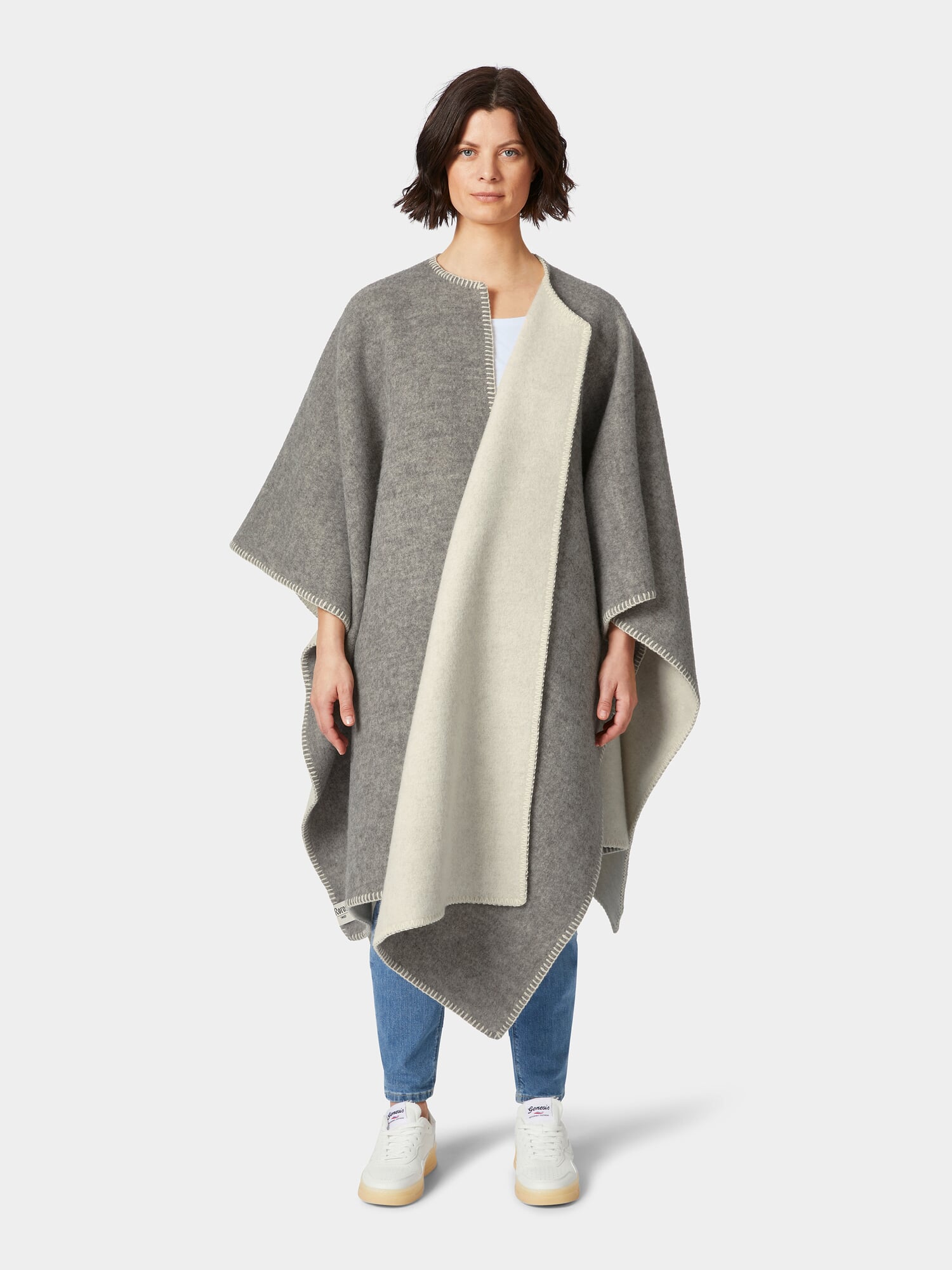 Norwegian long poncho lambswool, Gray-Nature | Manufactum