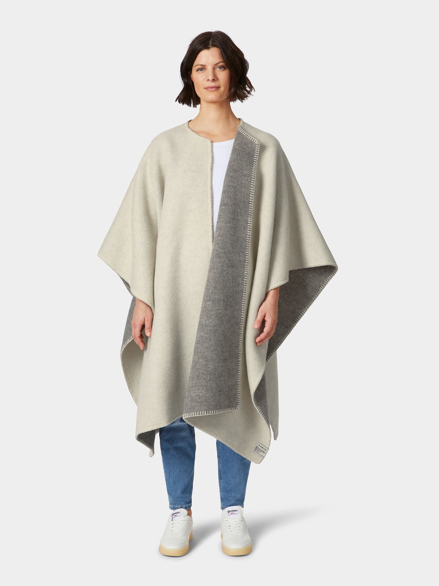 Norwegian long poncho lambswool, Gray-Nature | Manufactum