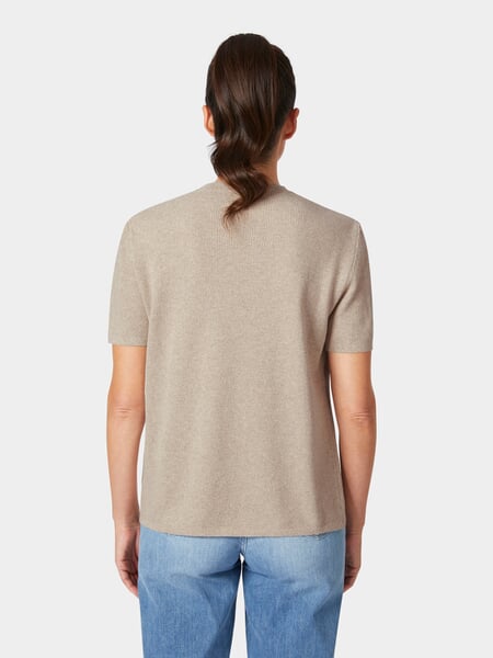 Ladies knit shirt Natural, presented on a model