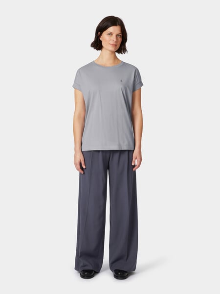 Damen-Baumwollshirt Blaugrau, Tragebild
