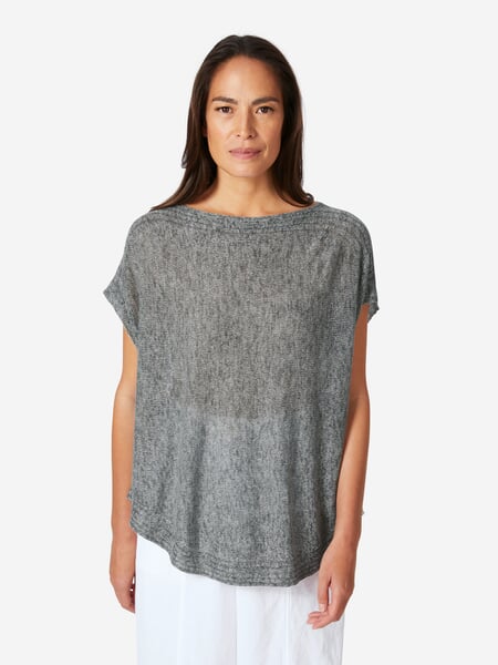 Linnen vest voor dames Grijs gemêleerd, gepresenteerd op een model
