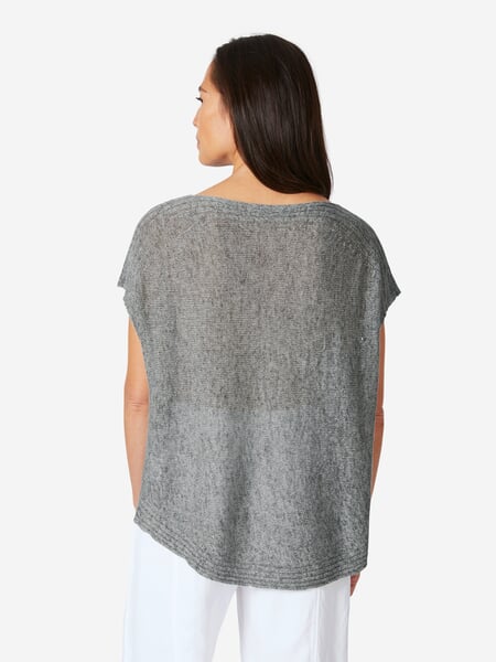 Linen-vest til kvinder Grå meleret, præsenteret på en model