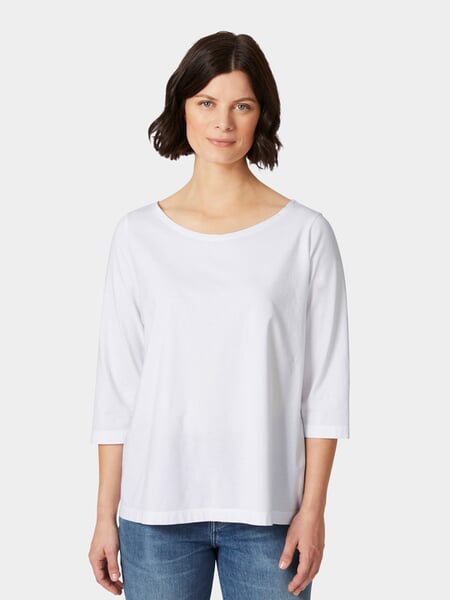 Dames-T-shirt met halflange mouwen Wit, gepresenteerd op een model