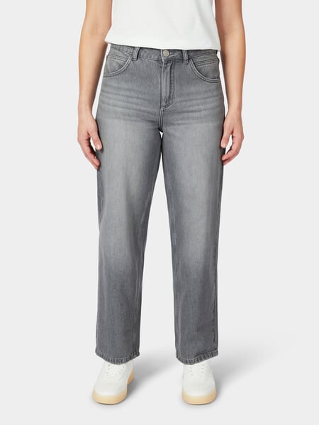 Jeans femme cropped Gris, présenté sur un modèle