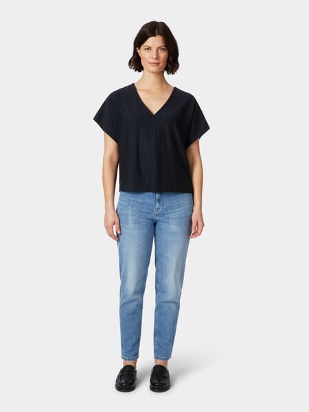 Damenshirt Kurzarm TENCEL™ Dunkelblau, Tragebild