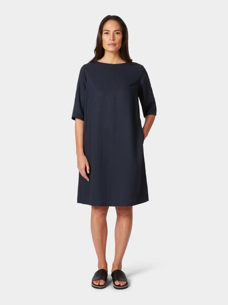 Ladies dress half sleeve Dark blue, presented on a model