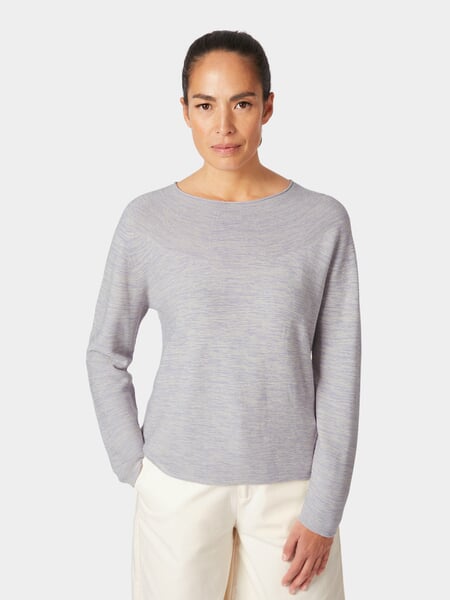 Dame-T-shirt i bomuld Lilla melange, præsenteret på en model