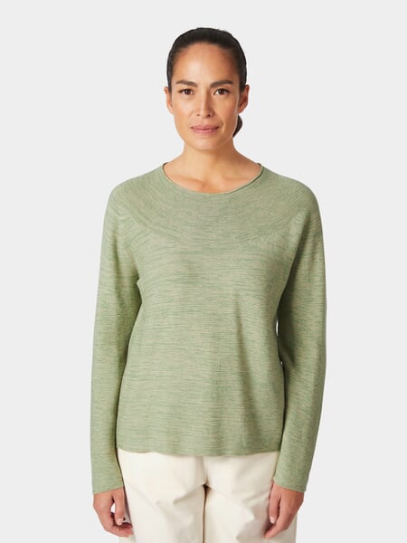 Dames-T-shirt van katoen Groen gemêleerd, gepresenteerd op een model