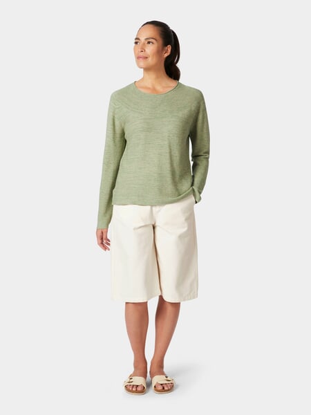 Maglietta da donna in cotone Verde melange, Tragebild