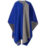 Norsk poncho i lammeuld Blågrå