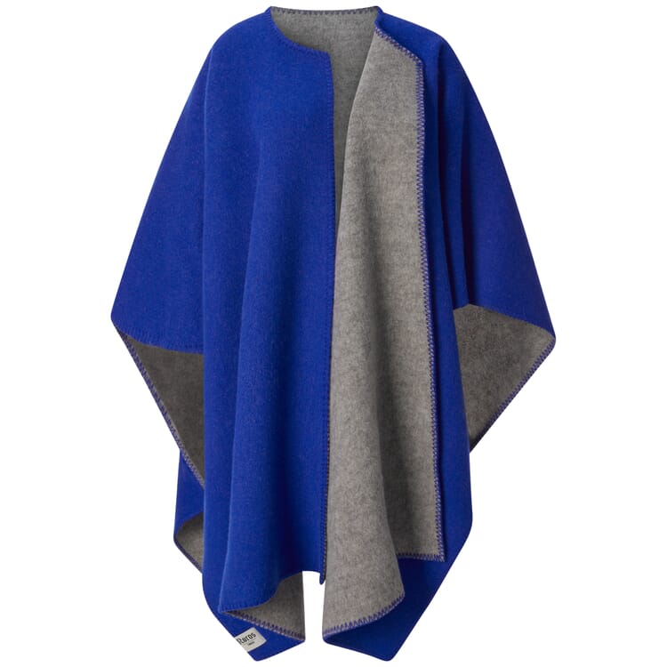 Norwegischer Poncho Lammwolle, Blau-Grau