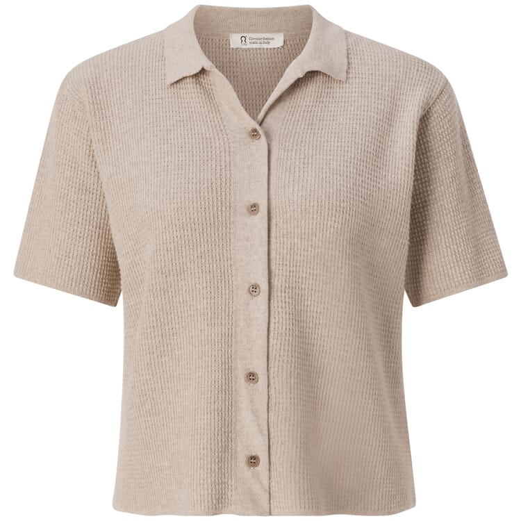 Damen-Strickpolo geknöpft, Natur