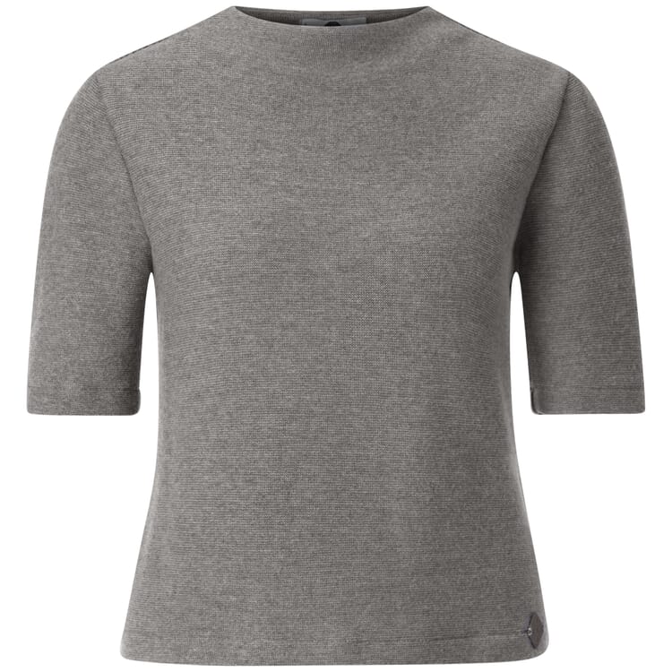 Damesgebreid shirt met halflange mouwen, Grijs gemêleerd
