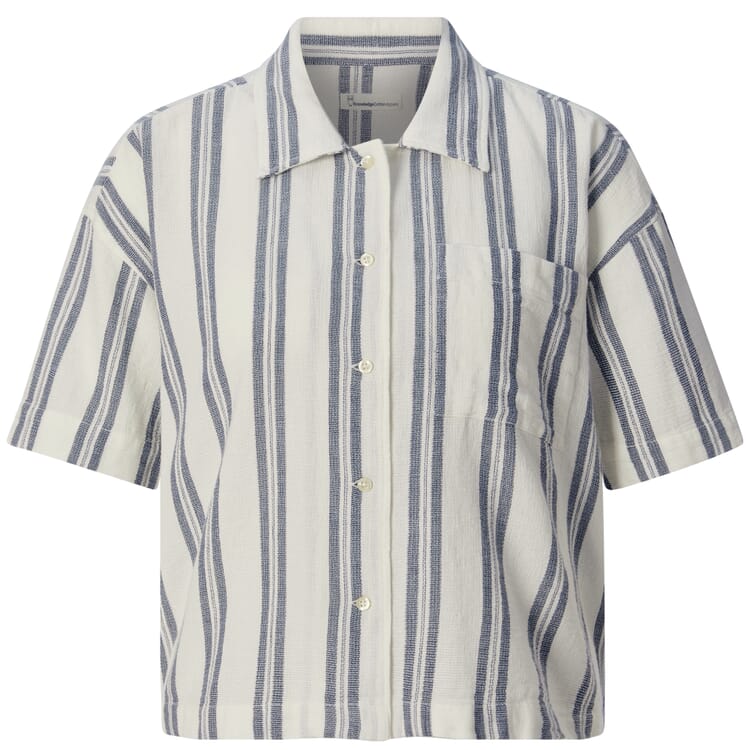 Chemisier femme manches courtes, Bleu-blanc