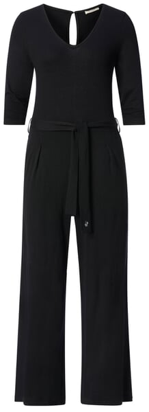 Damesjumpsuit Piqué Zwart
