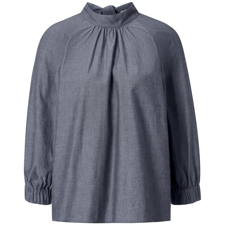 Damen-Schlupfbluse Chambray, Mittelblau