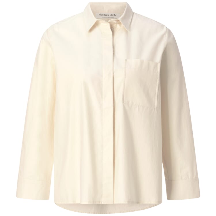 Damebluse med 3/4-ærmer, Naturlig hvid