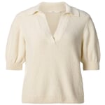 Ladies knitted polo bouclé Natural white