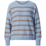 Ladies knit sweater striped Bleu-brown