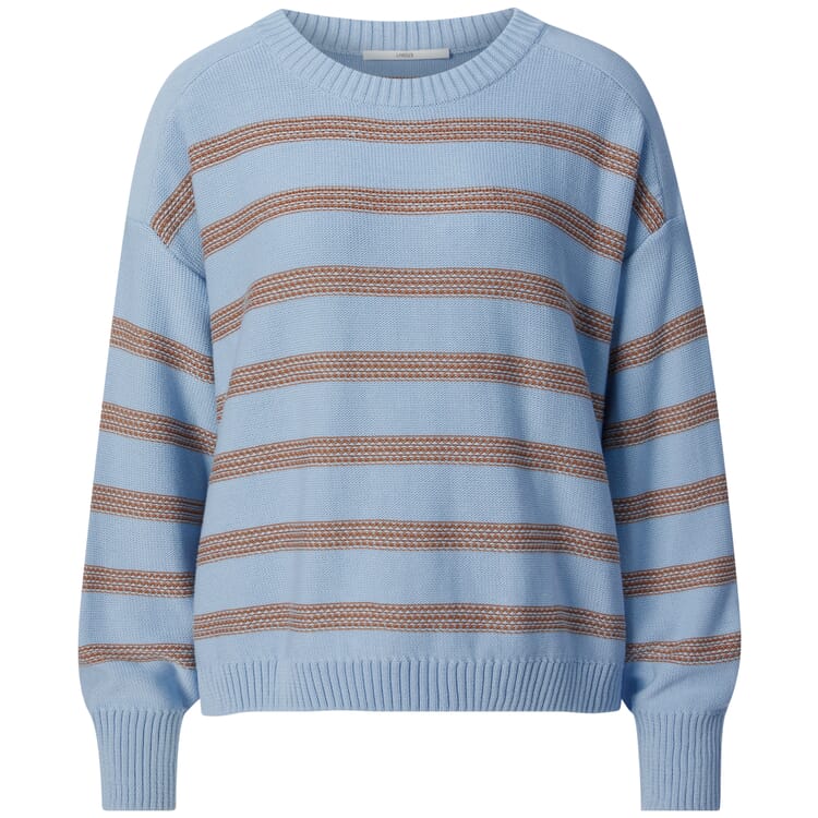 Pull-over en tricot rayé pour femme, Bleu-brun