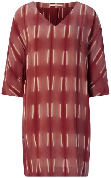 Damen-Seidenkleid gemustert Mattrot