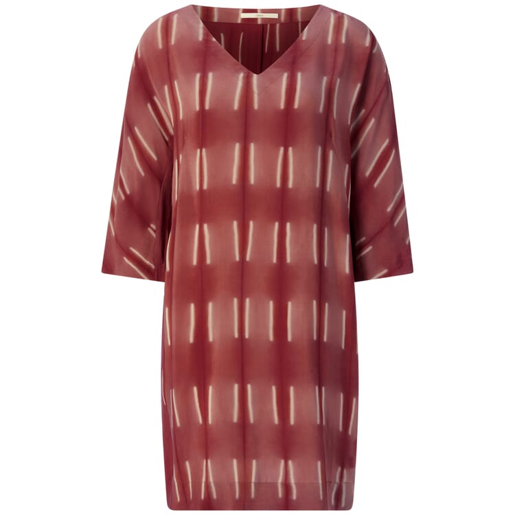 Damen-Seidenkleid gemustert, Mattrot