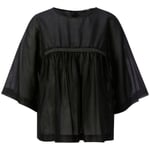 Damebluse med flæser Sort
