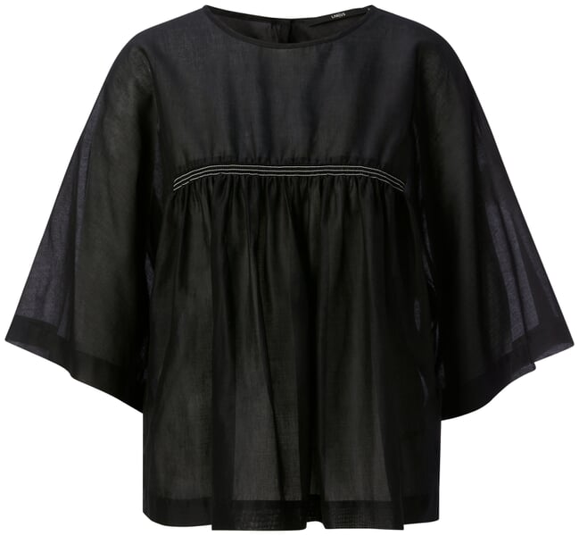 Damenbluse mit Kräuseln Schwarz