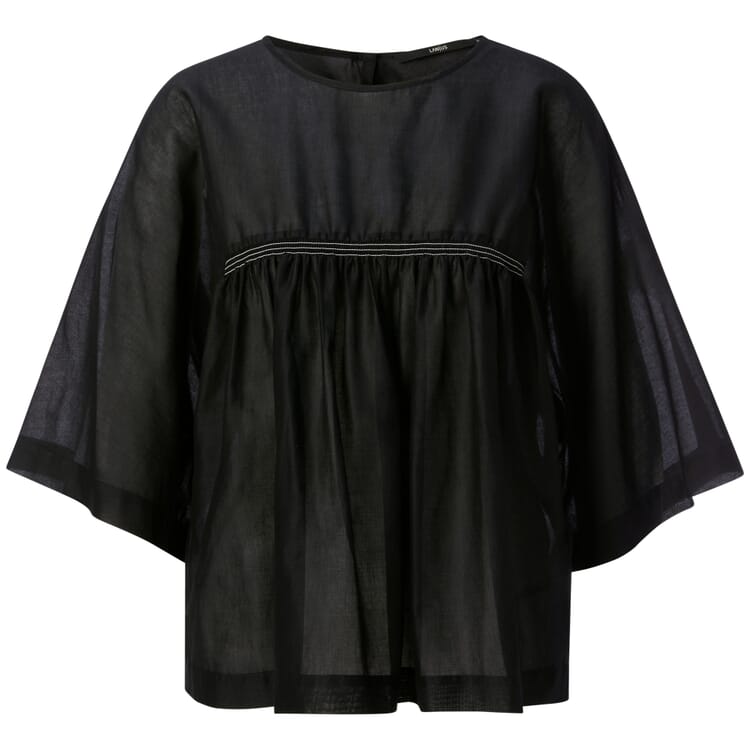 Damenbluse mit Kräuseln, Schwarz