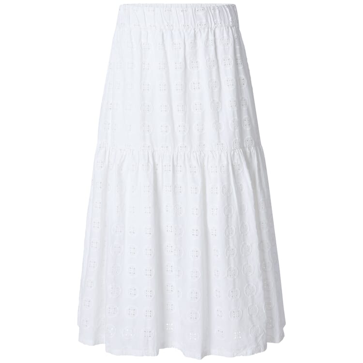 Women's Skirt with Ajour Embroidery, White
