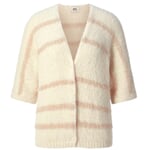 Ladies cardigan half-sleeve striped Natural