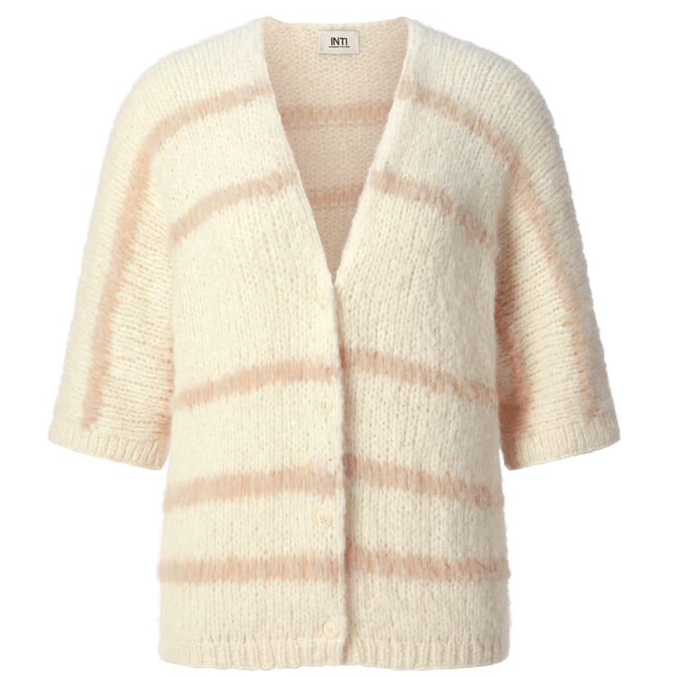 Women’s Striped Half-Sleeve Cardigan, Natural