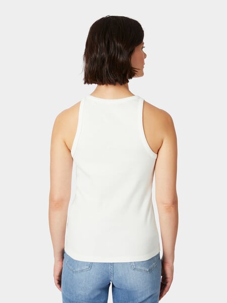 Dames-top met dubbele ribbel Natuurlijk wit