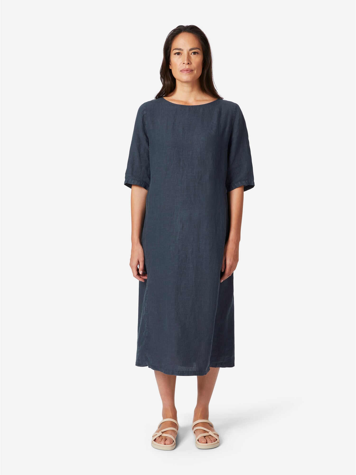 chinese dress ladies Canyon Linen Midi Dress Black / L main image 0