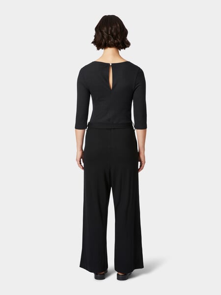 Piqué-jumpsuit til kvinder Sort