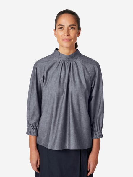 Chambray-bluse til kvinder Medium blå
