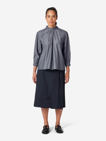 Chambray-bluse til kvinder Medium blå