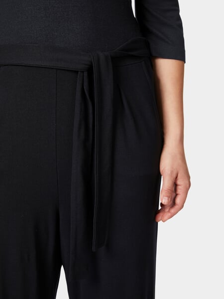 Damesjumpsuit Piqué Zwart